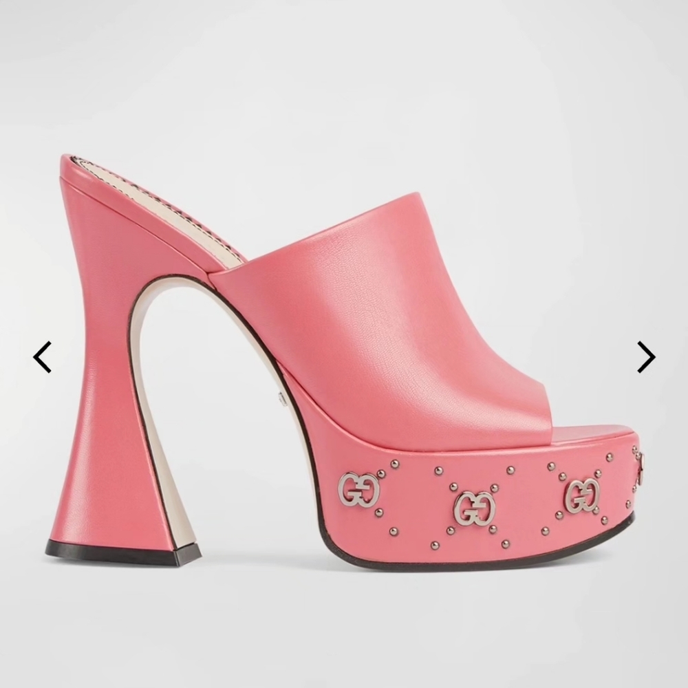 Gucci Janaya Platform Leather Slide Sandals